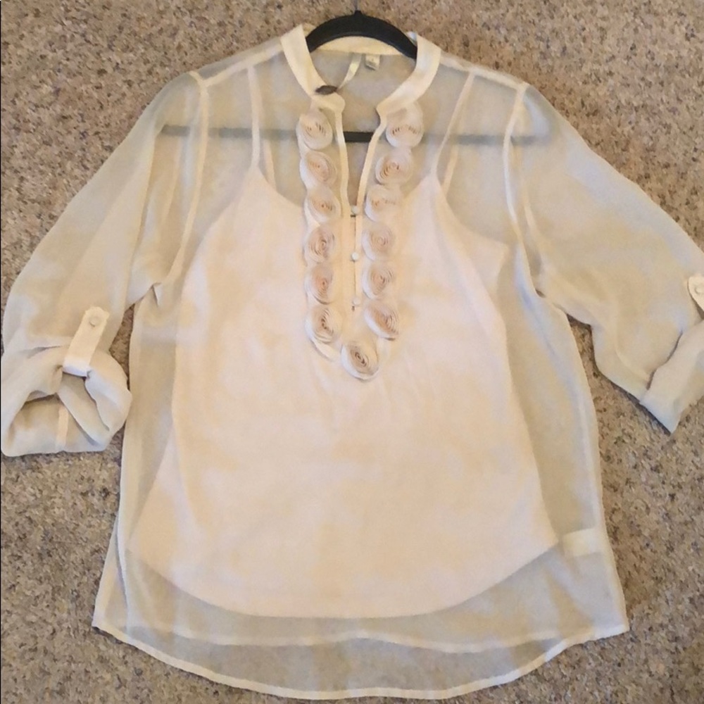 Lauren Conrad Pale Pink Rose Blouse
